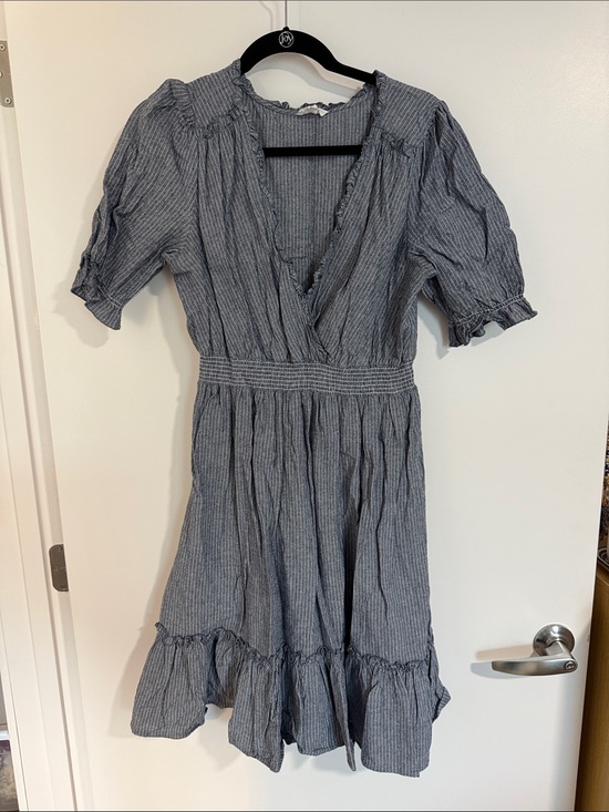 A Loves A Dresses & Skirts - 🩵 Striped Blue Smocked-Waist Mini Dress with Ruffle Hem